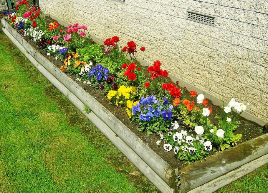 Прямоугольная клумба на даче