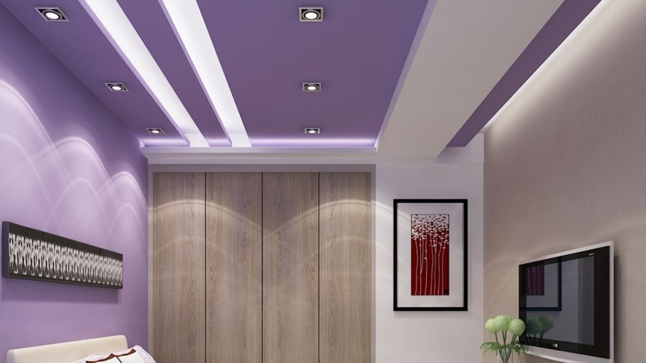 Многоуровневый потолок в спальне