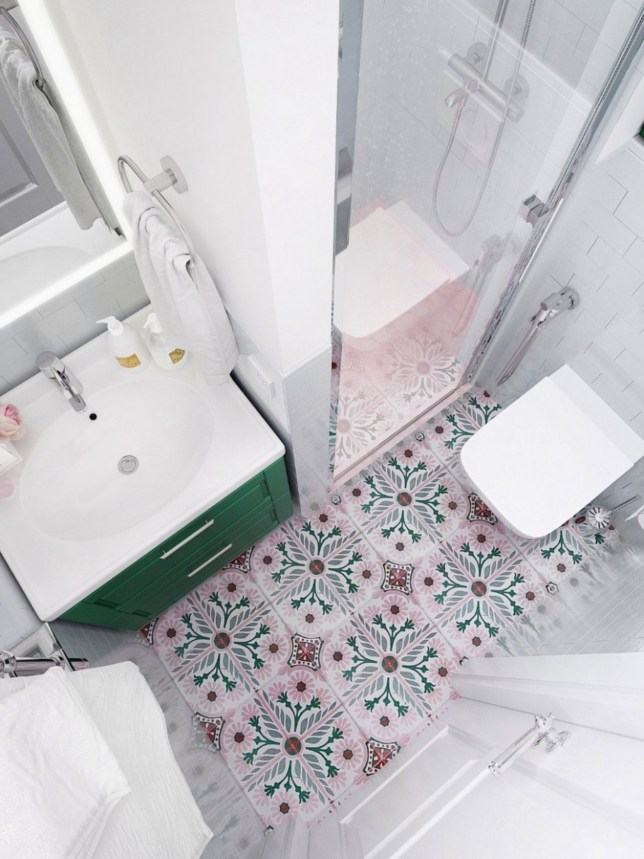 Совмещённый санузел с угловой ванной