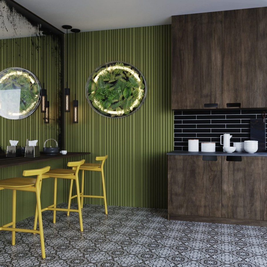 Белые рейки на стене