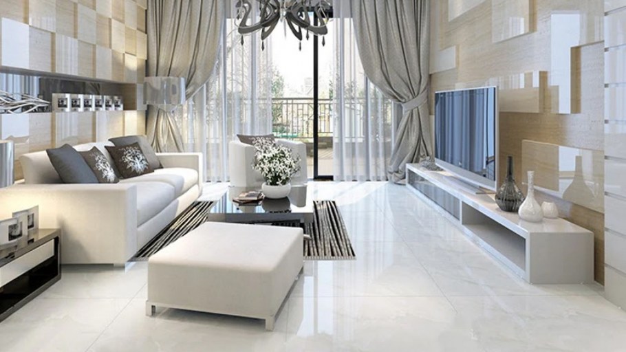 Гостиная с мраморным полом