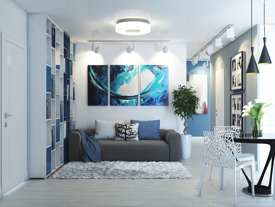 Квартира с синими стенами