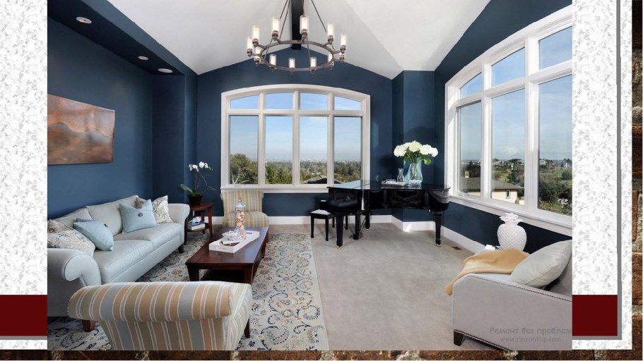 Гостиная в стиле Прованс в голубых тонах