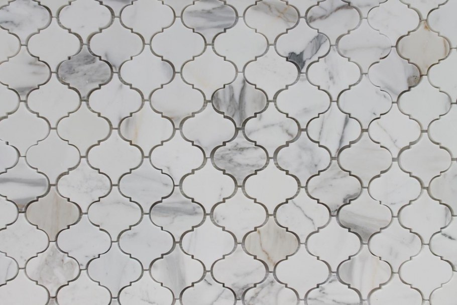 Calacatta Gold Polished Arabesque Marble Mosaic Tiles