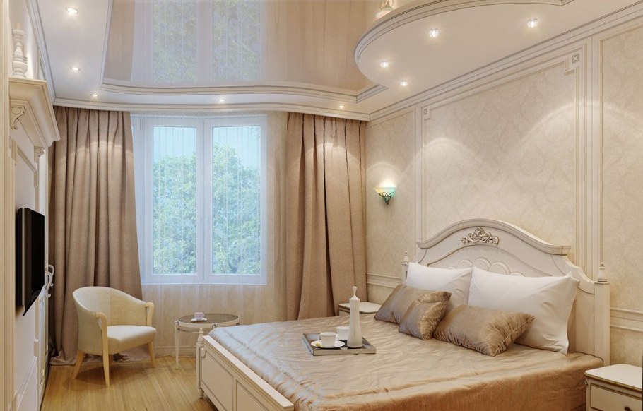 Глянцевый натяжной потолок