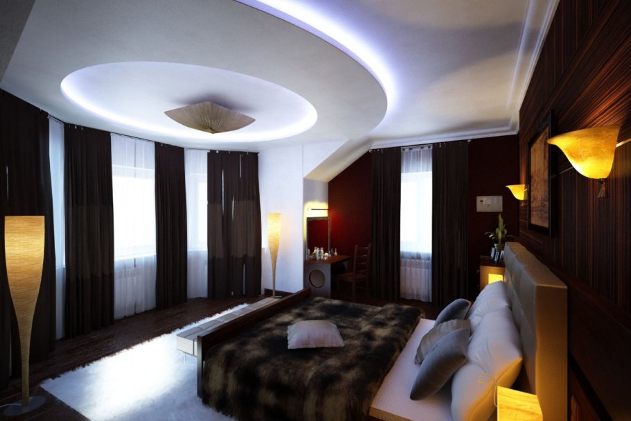 Натяжной потолок в гостиной