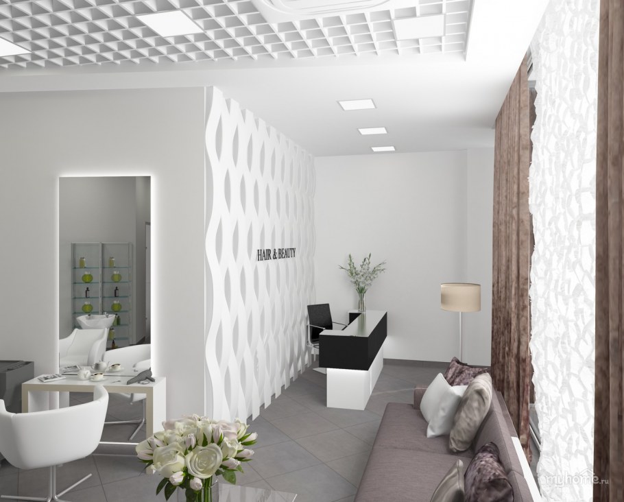 Белый интерьер салона