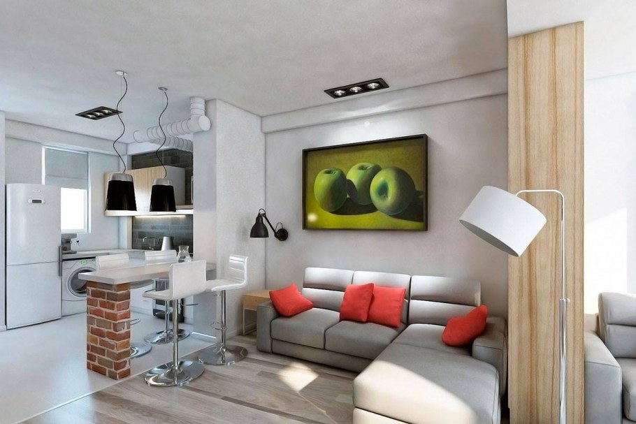 Кухня-гостиная 20 кв.м евродвушка