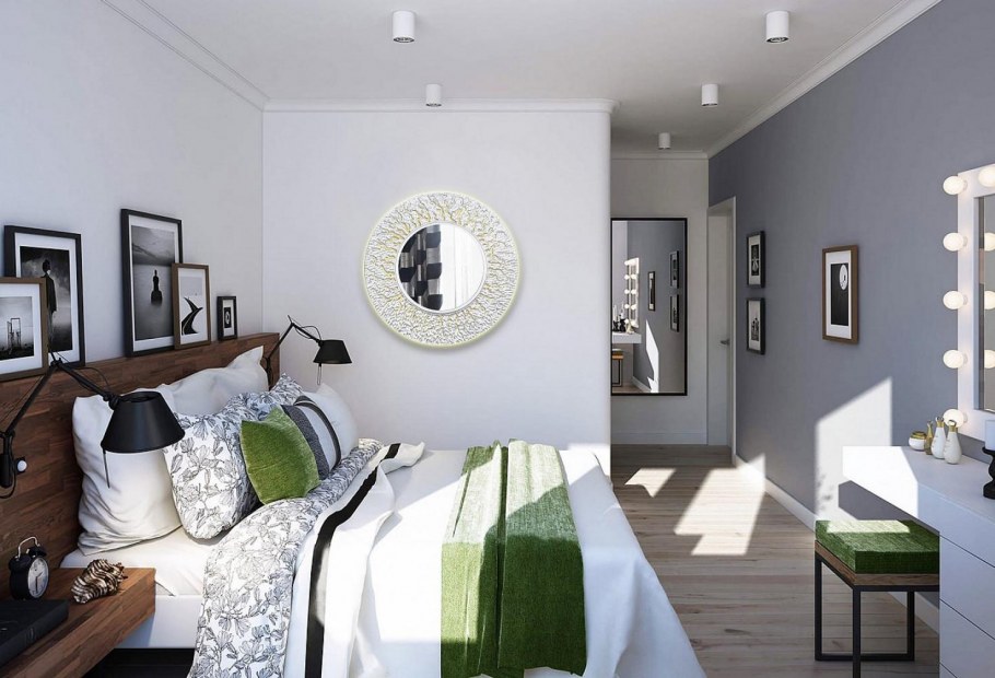 Зонирование комнаты шторами