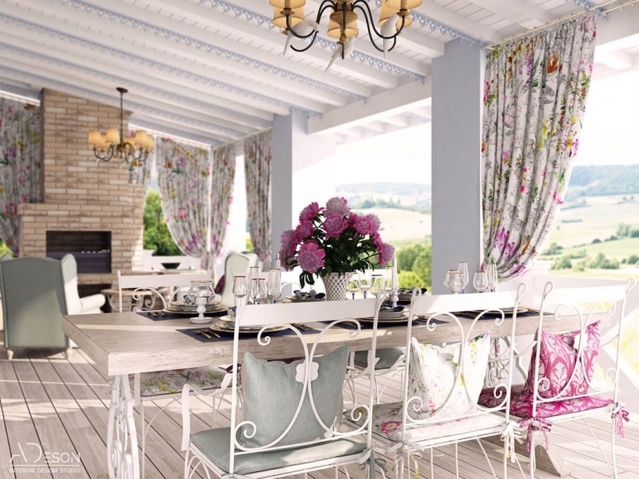 Столовая веранда в стиле Прованс-ретро