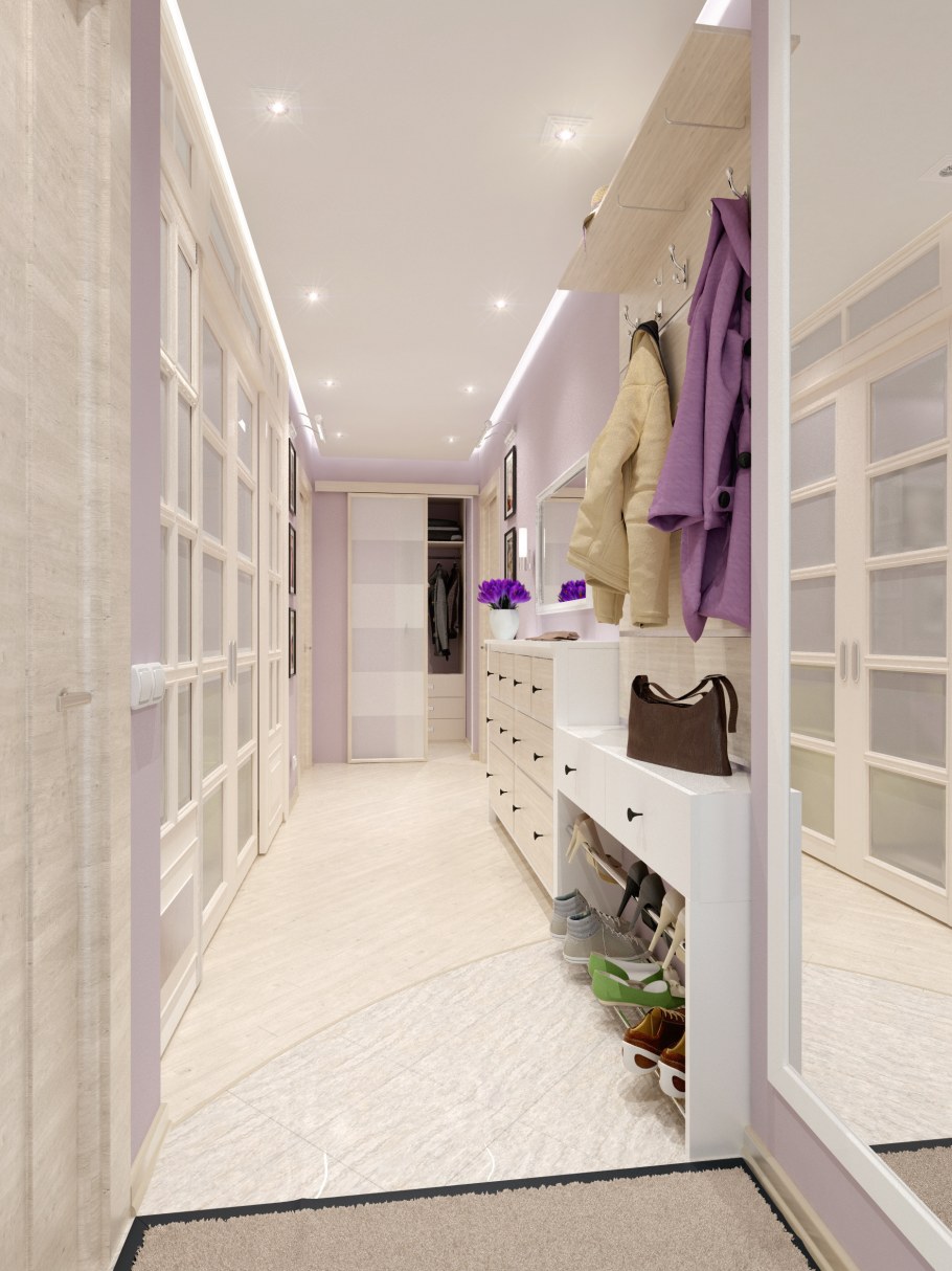 Гардеробная в узком коридоре