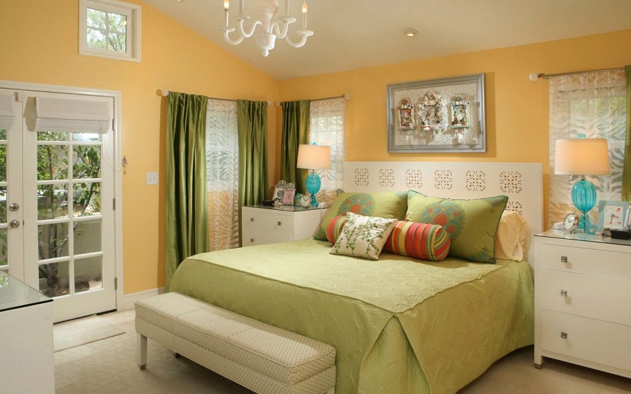 Комната в бежево зеленых тонах