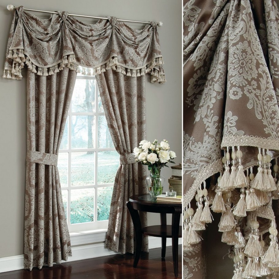 Шторы из льна на кухню в деревенском стиле