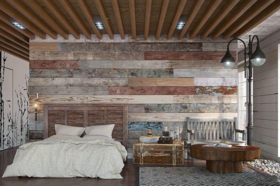 Имитация бруса спальня лофт