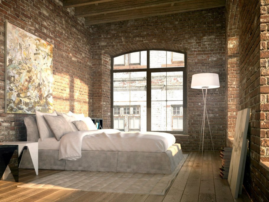 Сочетание кирпича и дерева в интерьере