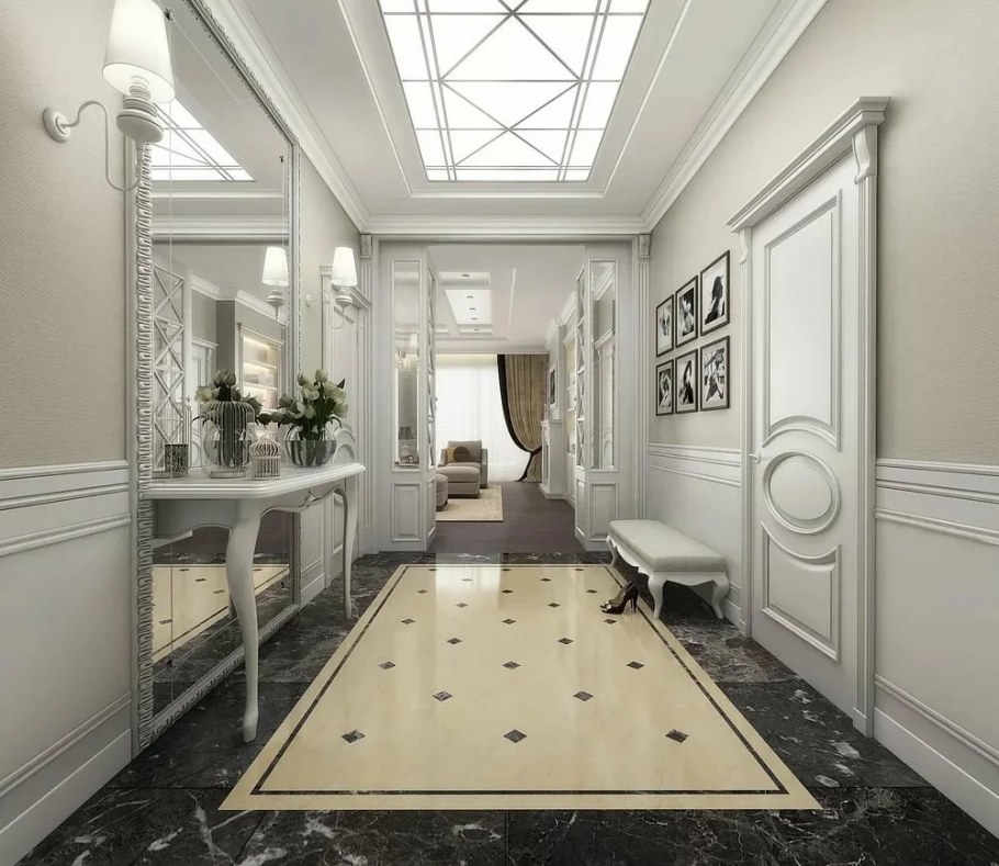 Прихожая с белым полом