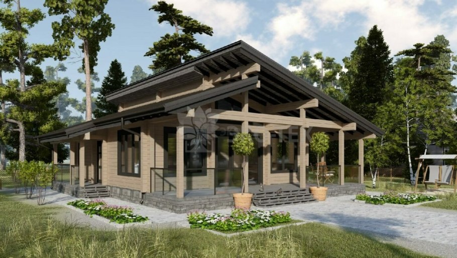 Дом Шале из клееного бруса 100кв м