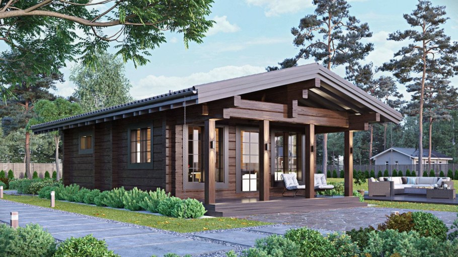 Одноэтажный дом в стиле Шале