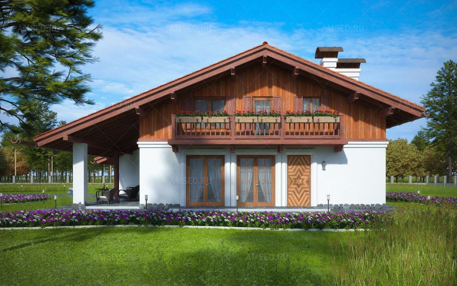 Дом 150 м2 в стиле Райта