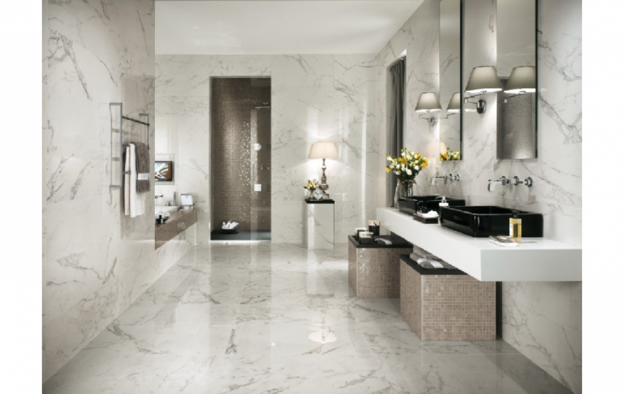 Керамогранит Ultra Marmi Arabescato Statuario Block b luc shiny (6mm) 300x150