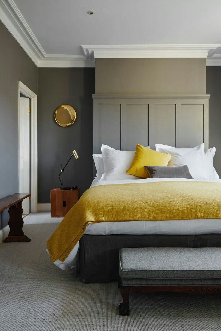 Серый и желтый в интерьере