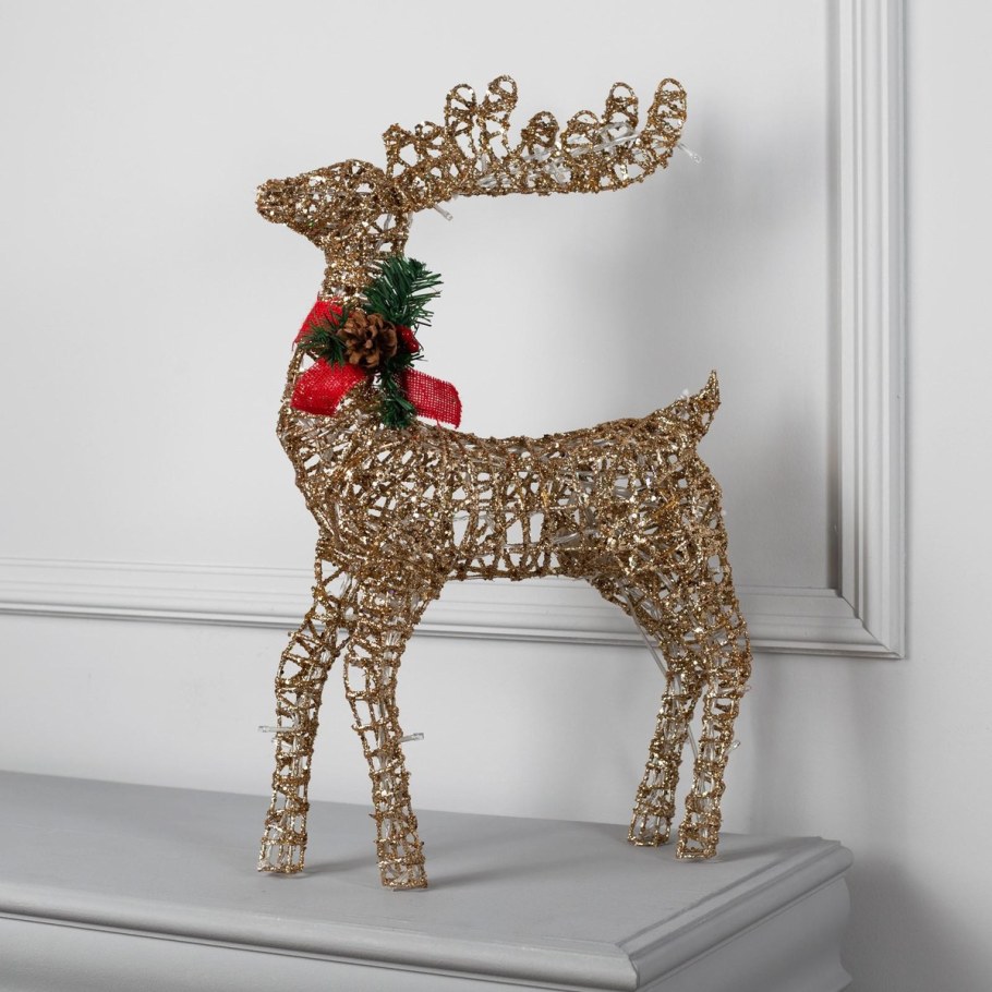 Фигура олень 25см металл золотой
