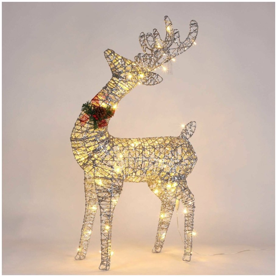 Абелия олень новогодний светящийся светодиодный, 80 см