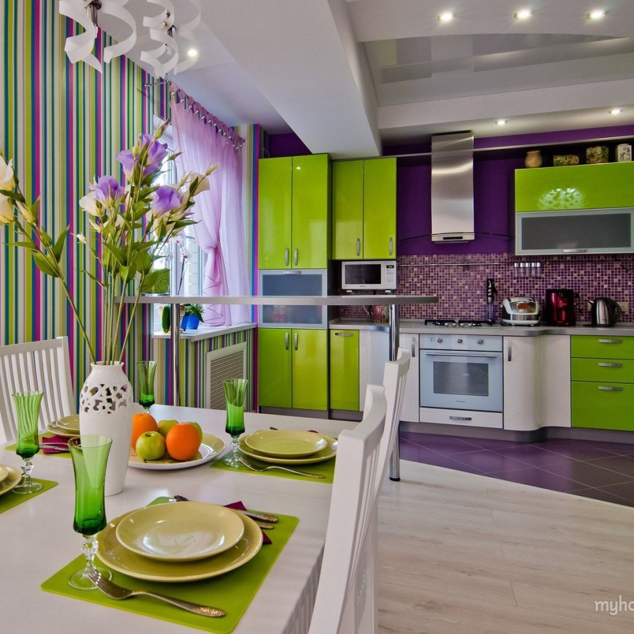 Кухня в сиреневом цвете