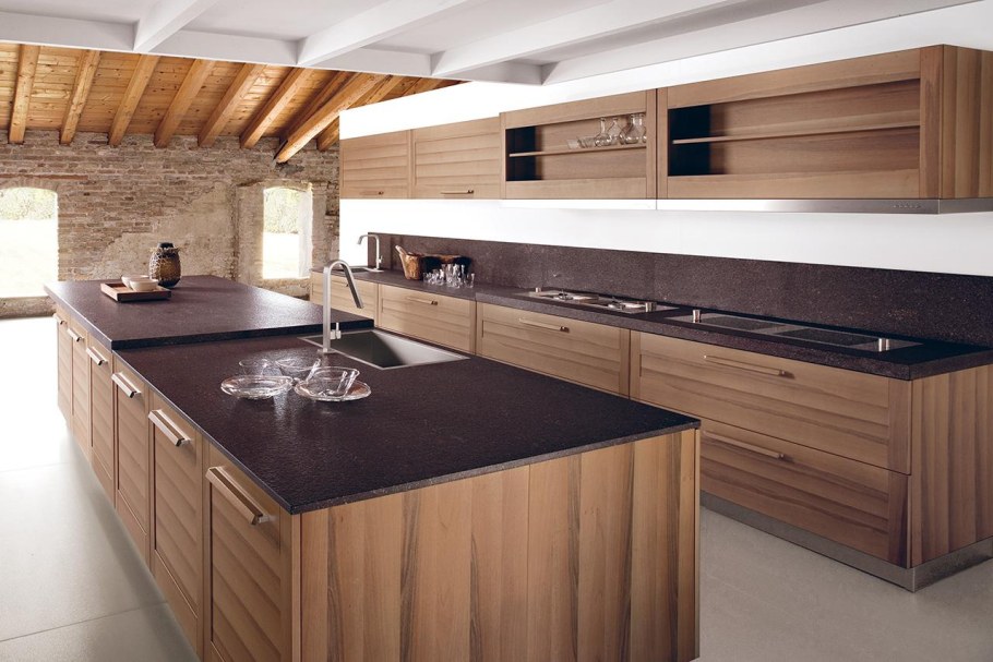 Современная кухня под дерево