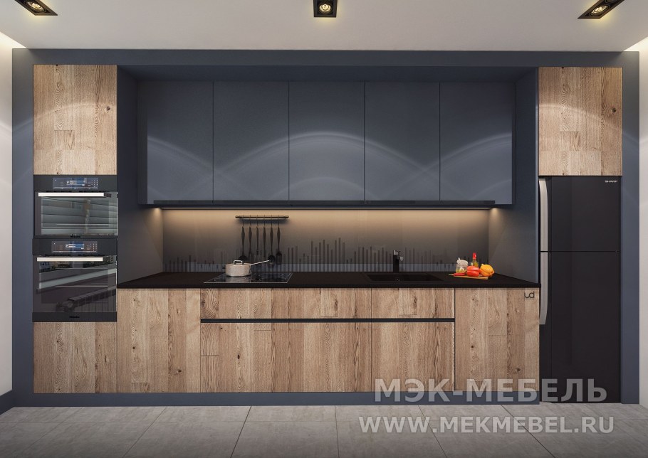 Кухня Модерн антрацит лофт дуб