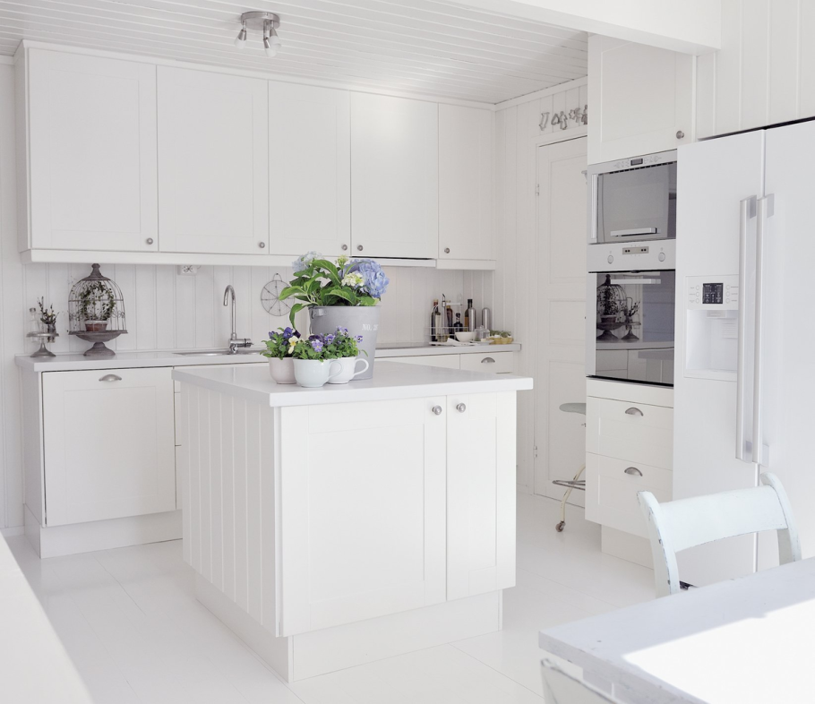 Белая глянцевая кухня икеа