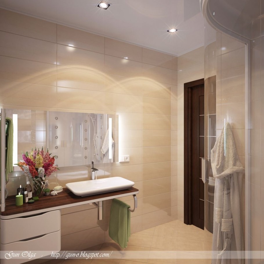 Ванная комната в бежевом цвете