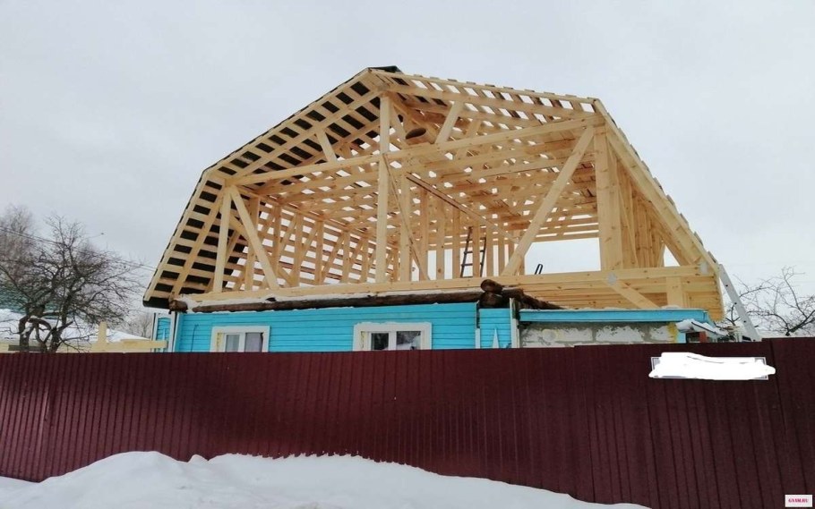 Стропильная система мансардного этажа с ломаной крышей