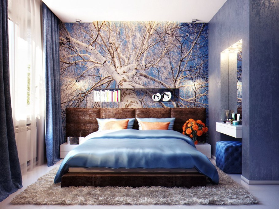 Яркая спальня в современном стиле