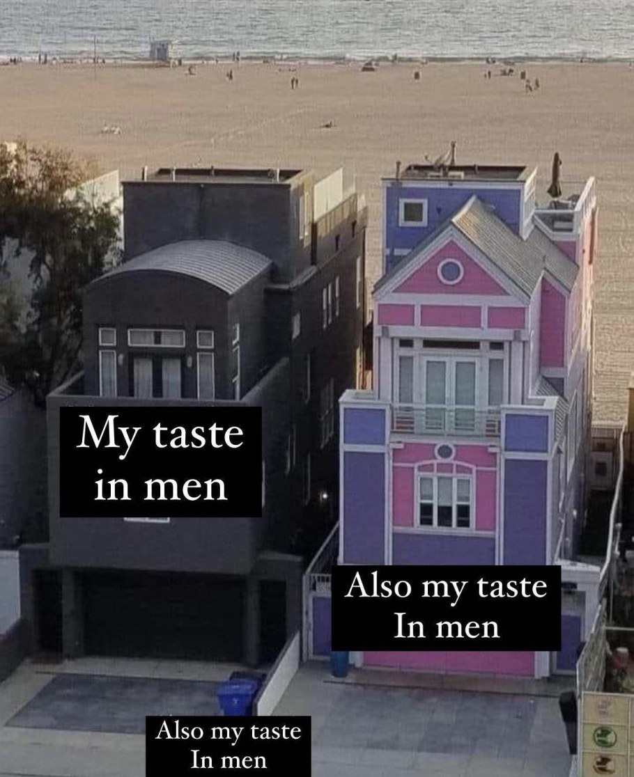 Мем с двумя домами черный и розовый